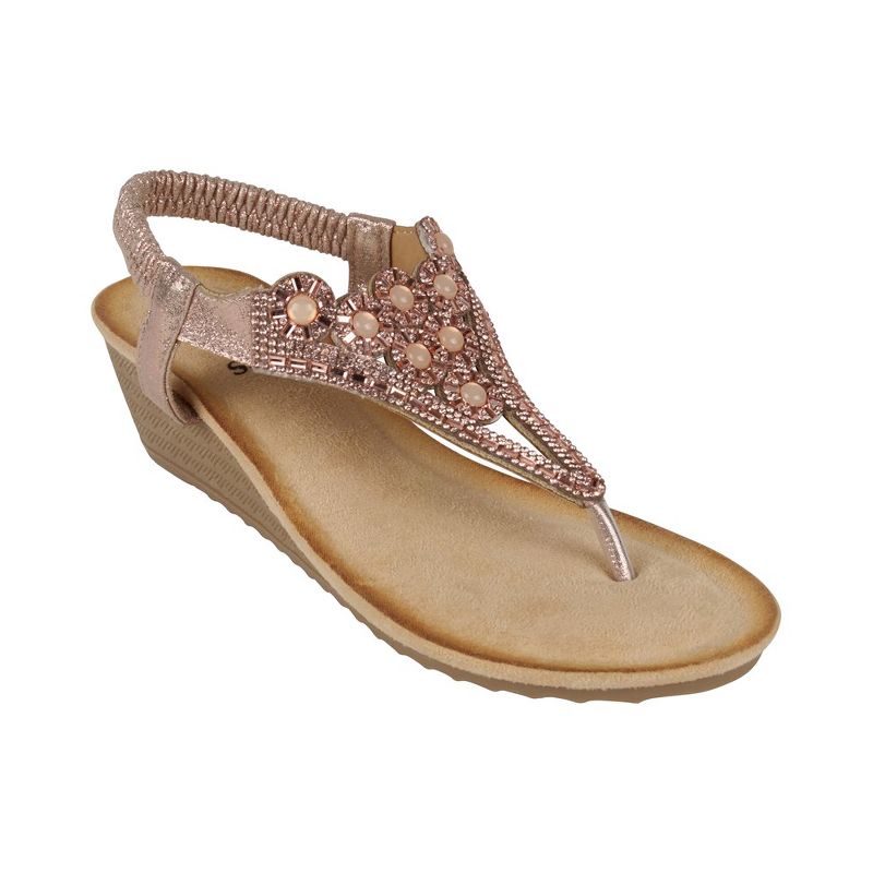GC Shoes Chloe Embellished Slingback Wedge Sandals, 1 of 6