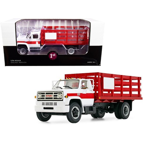 Gmc 6500 Stake Truck White And Red 1/34 Diecast Model By First Gear ...