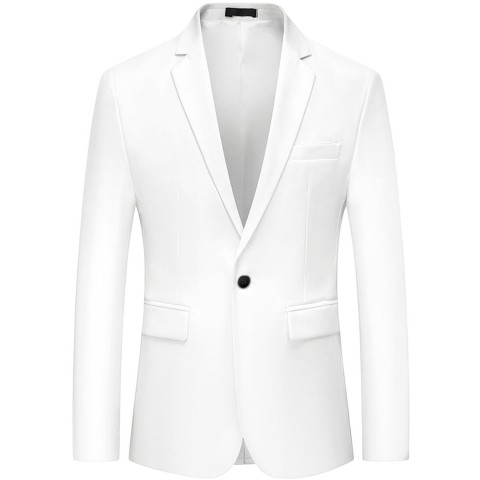 Мужские платья INSPIRE CHIC Men's Single Breasted One Button Dress Suit Jackets Blazer White XX-Large