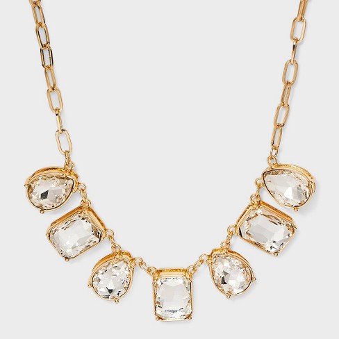 Large Crystal Statement Necklace - A New Day™ Gold