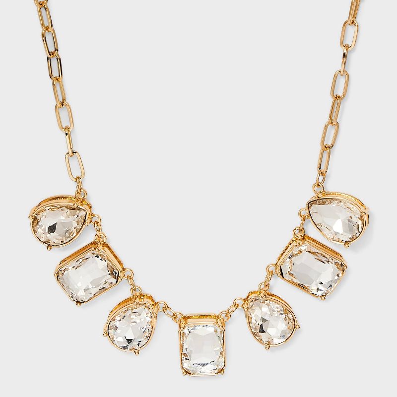 Large Crystal Statement Necklace - A New Day&#8482; Gold, 1 of 8