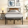 ALEXOUN Metal Bed Frame Heavy Duty Platform Bed,with Wooden Headboard & 12 inch Under Bed Storage,Black Metal Frame,No Box Spring Needed - 2 of 4