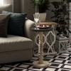 COZAYH Pedestal Tray Top End Table for Holding Drinks, Lamps or Plants, Farmhouse & Rustic Style for Living Room or Bedroom, Black Top on White Frame - 4 of 4
