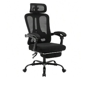 Black Ergonomic Mesh Office Chair - Home Desk Chair With Footrest , High-Back Computer Gaming Chair With Headrest Adjustable Lumbar Support, Rolling - 1 of 4