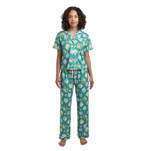 Golden Girls Characters All-Over Print Women's Button-Down Shirt And Pants 2-Piece Pajama Set - 1 of 4