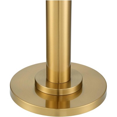 Antique Brass Gold Metal Torchiere Floor Lamp with Frosted Glass Shade