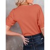 Womens V Neck Sweater Tops Lightweight Soft Sweater Knit Shirts Ribbe Cuff Short Lantren Sleeve Sweater - 2 of 3
