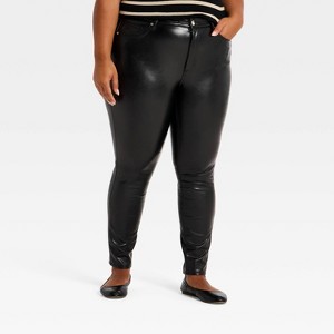 Women's Everyday High-Rise Skinny Faux Leather Pants - Universal Thread™ Black - 1 of 3