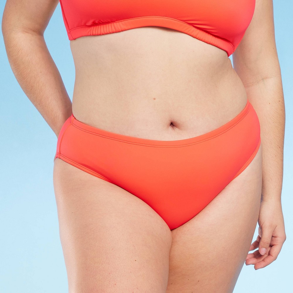 Photos - Swimwear Women's Mid-Rise Bikini Bottom - Shade & Shore™ Orange 1X