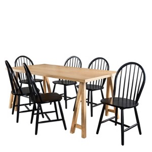 GDFStudio Ansley 7 Pieces Farmhouse Rubber Wood Dining Set - 1 of 4