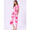 cheibear Women's Pajama Set Tie Dye Short Sleeve Capri Pants Lounge Sets with Pockets - 2 of 4