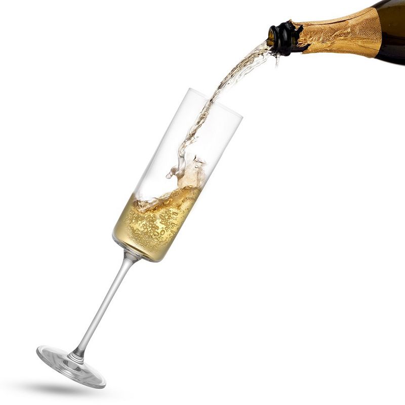 JoyJolt Claire Crystal Cylinder Champagne Glasses - Set of 2 Champagne Flutes - 5.7 oz, 4 of 8
