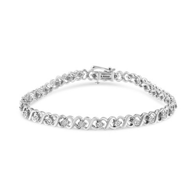 Haus of Brilliance Silver 1/3 Cttw Miracle Plate Round-Cut Diamond Infinity Link Bracelet