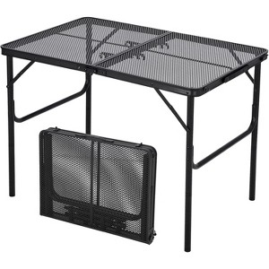 Folding Grill Table,Portable Camping Table with Mesh Desktop,Height Adjustable Lightweight Metal Grill Table - 1 of 4
