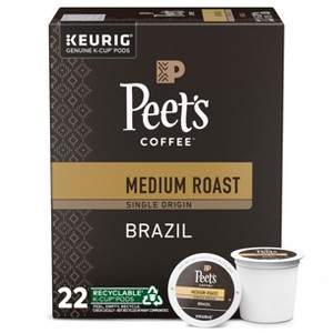Peet's Brazil Single Origin Medium Roast Coffee - Keurig K-Cup Pods - 22ct - 1 of 4