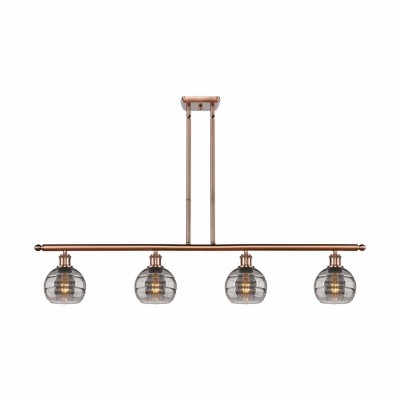 Rochester - 4 Light Stem Hung Island In Industrial Style-8.38 Inches Tall and 48 Inches Wide