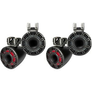 Kicker (2 Pair ) KMTC114 11" Horn-Loaded Wake Tower Speaker System in Black, Pair, 4-Ohm - 1 of 4