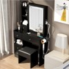 NicBex Vanity Desk with Mirror Small Vanity with Sliding Mirror and Charging Station, Makeup Table Set with Cushioned Stool, Hair dryer bracket - 3 of 4