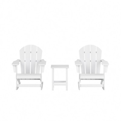 WestinTrends 3 Piece set Outdoor Patio Poly Adirondack rocking chairs with side table