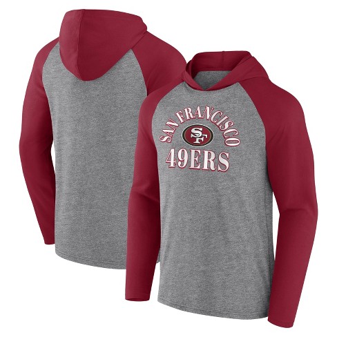 NFL San Francisco 49ers Men's Gray Full Back Run Long Sleeve Lightweight Hooded Sweatshirt - L