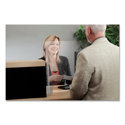 Clear Acrylic Folding Tabletop Sneeze Guard with Pass Thru