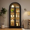 Fredees 59" Tall Arched Display Cabinet with Glass Doors, 3-Color LED Lights and Motion Sensor, Adjustable Shelf for Collectibles, Toys & Books,Black - 3 of 4
