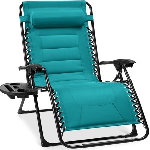 Best Choice Products Oversized Padded Zero Gravity Chair, Folding Outdoor Patio Recliner w/ Side Tray - 1 of 4