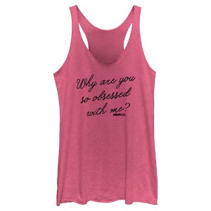 Women's Mean Girls Why Are You So Obsessed With Me Quote Racerback Tank Top - 1 of 4