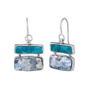 Silpada 'Dreams Possible' Sterling Silver Turquoise and Roman Glass Drop Earrings - 1 of 4