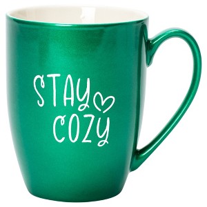 Elanze Designs Stay Cozy Emerald Green 10 ounce New Bone China Coffee Cup Mug - 1 of 4