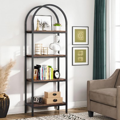 Hommoo Arched Bookcase Display Rack with Storage Shelves