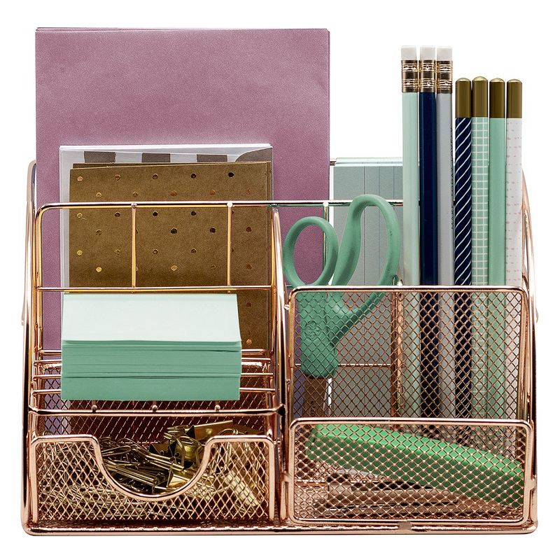 Sorbus Desk Organizer, All-in-One Stylish Mesh Desktop Caddy Includes Pen/Pencil Holder, Mail Organizer, and Sliding Drawer, Great for Home or Office, 4 of 11