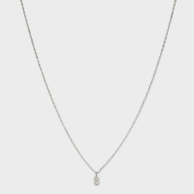 Sterling Silver Small Polished Initial Pendant Necklace - A New Day™ Silver