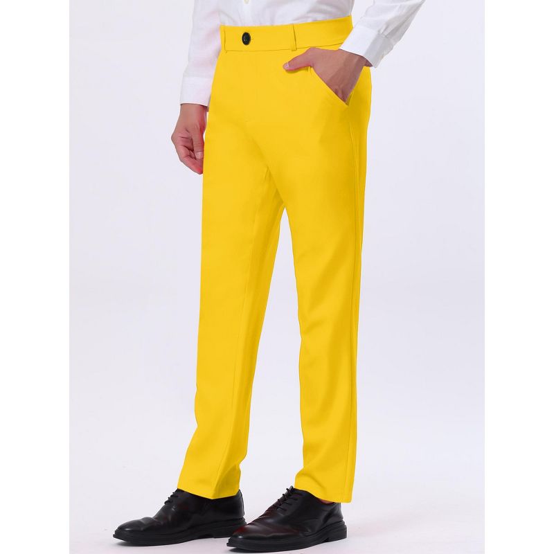 Lars Amadeus Men's Dress Business Classic Fit Flat Front Suit Trousers, 2 of 7