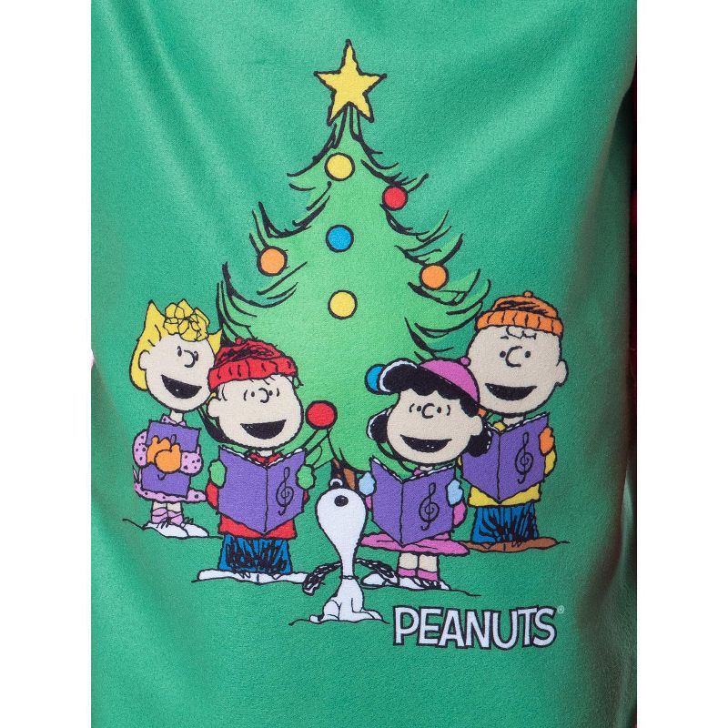 Peanuts Boys' Christmas Holiday Season Sing Along Sleep Pajama Set Green, 4 of 5