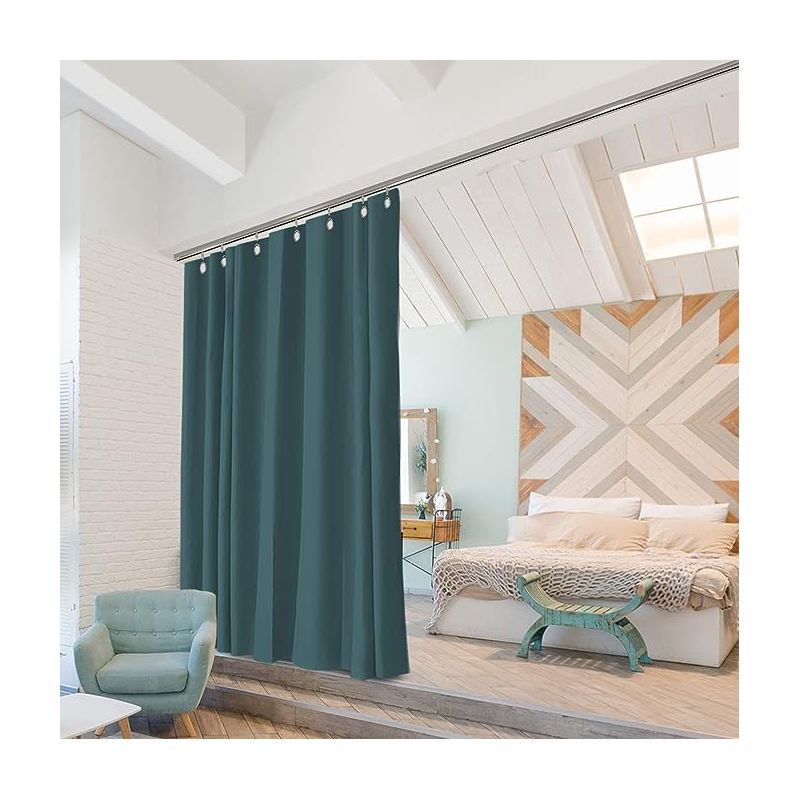 Room/Dividers/Now Ceiling Track Room Divider Kit, Medium A, 8ft Tall x 4ft 6in - 6ft Wide, Seafoam, 2 of 4