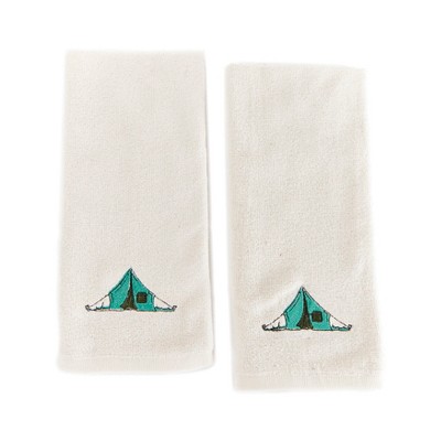 Lakeside Camp Site Icons Bathroom or Kitchen Hand Towels - Set of 2