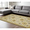 Gold Beige And Brown Wool Floral Medallion Hand Hooked Area Rug - 2 of 4
