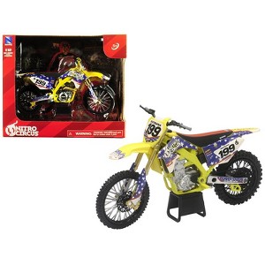 Suzuki RMZ450 Nitro Circus #199 Travis Pastrana Yellow/Blue 1/12 Diecast Motorcycle Model by New Ray - 1 of 3