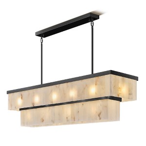 54" Modern Dual-Layer Rectangle Drum Kitchen Island Chandelier - 1 of 4