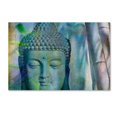 Abstract Buddha with Bamboo Framed Canvas Art - 16x24