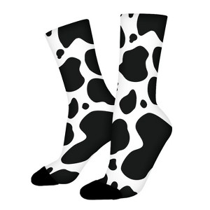 Cows Fabric Women Printed Crew Socks Funny Funky Socks Soft Polyester Novelty Gifts for Artists Men - 1 of 1