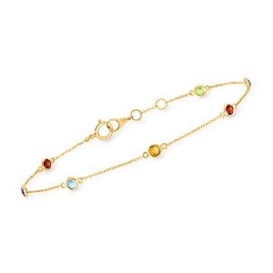 Pure Collection by Ross-Simons 0.69 ct. t.w. Multi-Gemstone Station Bracelet in 14kt Yellow Gold - 1 of 4