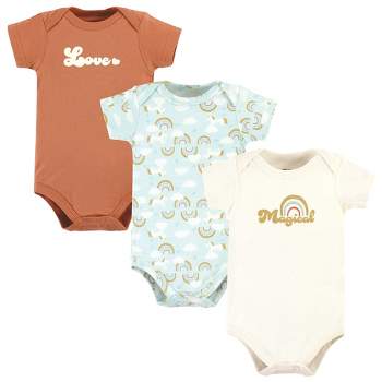 Hudson Baby Infant Girl Cotton Bodysuits, Magical Rainbow 3-Pack