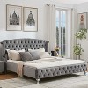 Christopher Knight Home Cresht Classic Velvet Upholstered Diamond Button-Tufted Bed with Wingback Headboard - 2 of 4