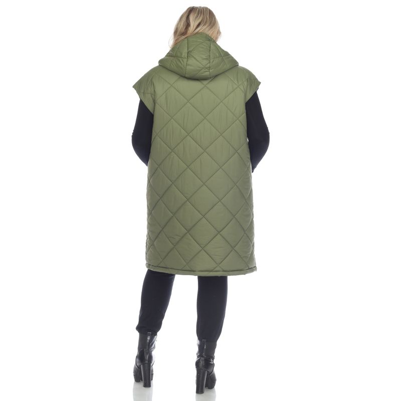 Plus Size Diamond Quilted Hooded Puffer Vest-White Mark, 3 of 6