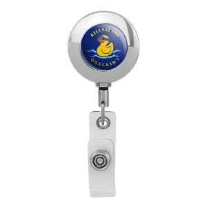 Release The Quackin Kraken Rubber Duck Funny Humor Metal Chrome Badge ID Card Holder Clip - 1 of 3