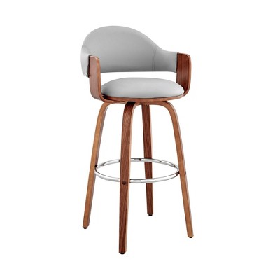 30" Daxton Counter Height Barstool with Gray Faux Leather Seat Walnut Finish Frame - Armen Living