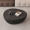 Okak Modern Unique Shape Coffee Table with Marble Top & Leather Side,Fashionable Center Table for Living Room,Bedroom - 2 of 4
