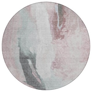 Blush And Gray Abstract Washable Indoor Outdoor Area Rug - 1 of 4